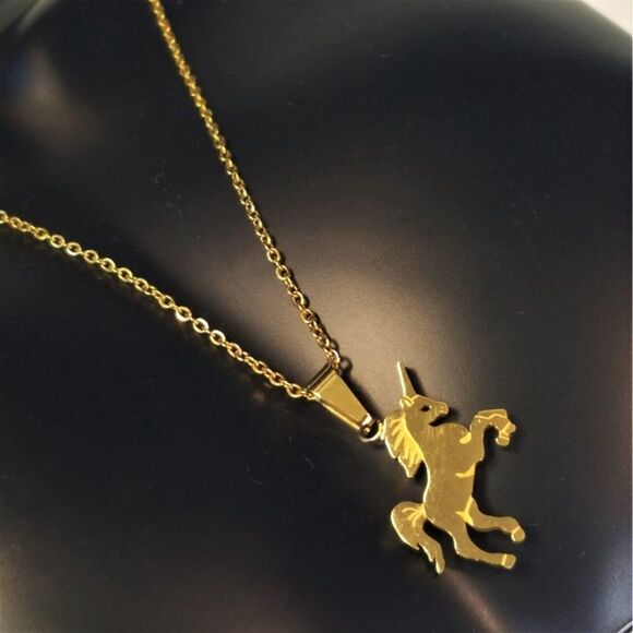 Unicorn Necklace For Girls Gold Color 13 Inch Child Jewelry - Picture 6 of 6